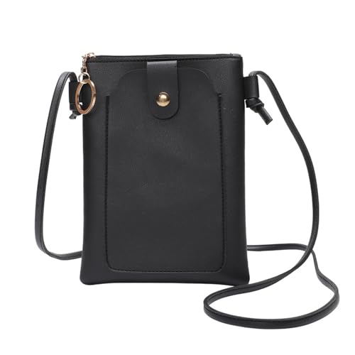 XSDSLS Handytasche für Damen Zum Umhängen Wasserdicht PU Leder Crossbody Schultertasche Handytasche Mini Handy Kleine Tasche Lady Umhängetasche mit Abnehmbarem Verstellbarem für Frauen (Schwarz) von XSDSLS