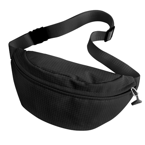 XSDSLS Nylon Bauchtasche Damen Laufen Hüfttasche Crossbody Gürteltasche Bag Klein Bauchtasche Wasserdicht Bum Bags mit Verstellbare Träger für Outdoor Sport Reisen Wandern (Schwarz) von XSDSLS