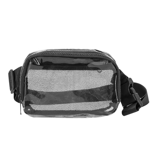 XSDSLS Transparente Bauchtasche für Damen PVC Hüfttasche Wasserabweisend Transparente Gürteltasche für Outdoor Sport Reisen Wandern (Schwarz) von XSDSLS
