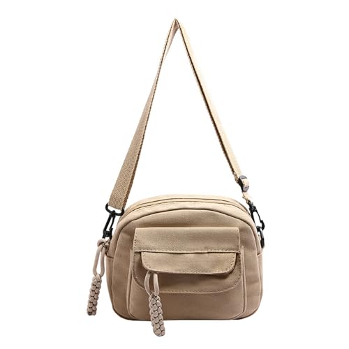 XSDSLS Umhängetasche Damen Crossbody Bag Klein Handtasche Schultertasche Casual Umhängetasche mit Verstellbarer Schulranzen Handtasche für Spaziergang Arbeit Alltag Reisen(Khaki-Canvas) von XSDSLS