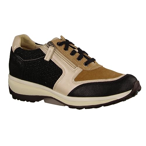 Xsensible Wembley Caramel Combi (schwarz) - sportlicher Schnürschuh - Damenschuhe Bequeme Schnürschuhe, Schwarz, Leder von Xsensible