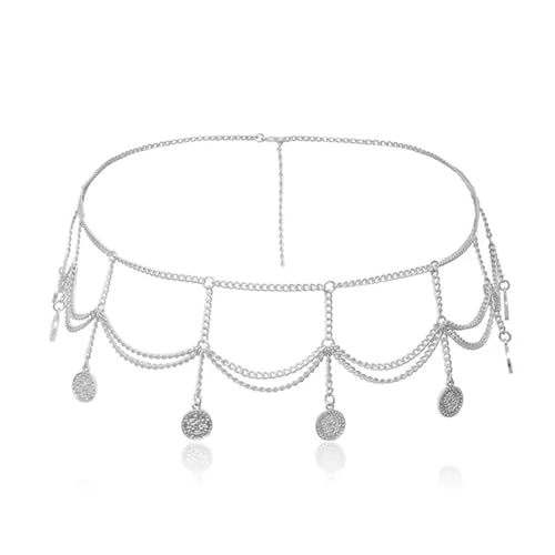 XSFAMGB 1 STÜCKE Multi Level Gold Farbe Anhänger Taille Kette for Frauen Partei Schmuck(Silver) von XSFAMGB