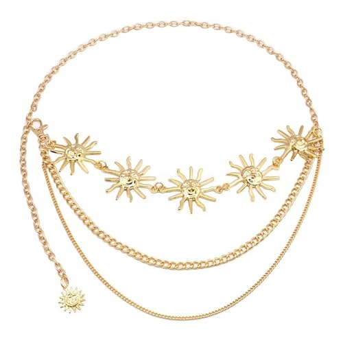 XSFAMGB 1 STÜCKE Multilayer Gothic Taille Kette Metall Gürtel for Frauen Kleid Schmuck(Gold) von XSFAMGB