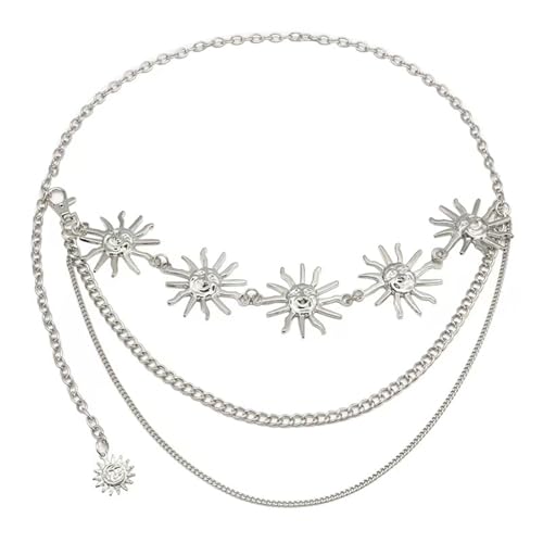 XSFAMGB 1 STÜCKE Multilayer Gothic Taille Kette Metall Gürtel for Frauen Kleid Schmuck(Silver) von XSFAMGB