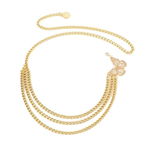 XSFAMGB 1 STÜCKE Taille Kette Quaste Gürtel for Frauen Metall Hohe Kleid(Gold) von XSFAMGB