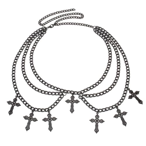 XSFAMGB 1PCS Körperketten for Jeans Bühnenshows for Hip Hop Frauen Metallic Multilayered for Club(Black) von XSFAMGB