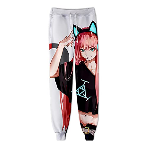 Unisex Anime Darling in The FRANXX Hose Code:002 Jogginghose Zero Two Graphics Haremshose mit elastischer Taille und Kordelzug von XSLGOGO