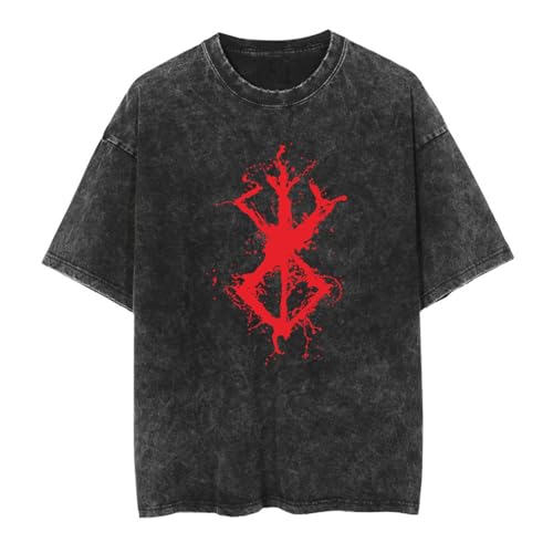 Washed Anime Berserk T-Shirt Guts Griffith Oversized Casca Y2K 90S Vintage T-Shirt Cotton Causal Short Sleeve Summer Hip Hop Crewneck Streetwear von XSLGOGO