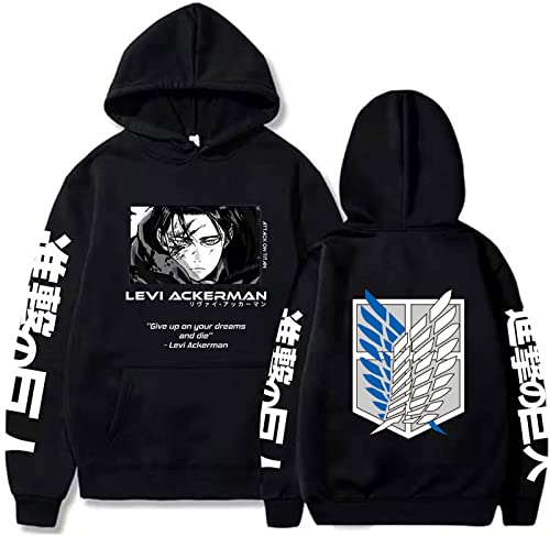 XSLGOGO Anime Attack On Titan Hoodie Levi Ackerman Hoodie Rivaille Cosplay Kostüm Scouting Legion Pullover Survey Corps Pullover von XSLGOGO