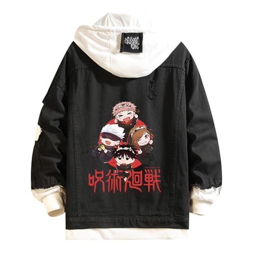 XSLGOGO Anime Jujutsu Kaisen Gefälschte Zwei Denim Jacken Gojo Satoru Langärmelige lässige Strickjacke Ryomen Sukuna Kapuzenjacken für Frauen Männer XSLGOGO Anime Jujutsu Kaisen Gefälschte Zwei Denim Jacken Gojo Satoru Langärmelige lässige Strickjacke Ryomen Sukuna Kapuzenjacken für Frauen Männer von XSLGOGO