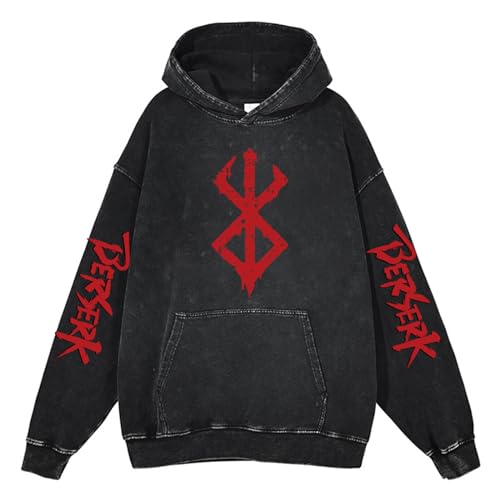 XSLGOGO Berserk Hoodie Guts Hoodie Unisex Anime Print Casual Trend Sweatshirt Washed Cotton Vintage Hooded Sweatshirt Street Trend Hip Hop Style Sweatshirt... von XSLGOGO