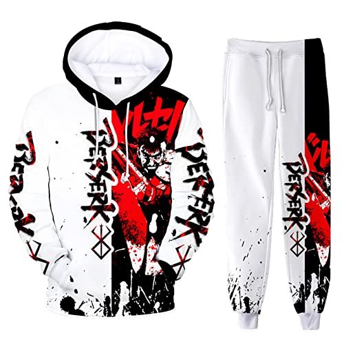 XSLGOGO Berserk Kapuzenpullover und Jogginghose Set Anime Guts 2 Teiliges Anzug Herren und Damen Bedrucktes Pullover Jogger Hosen Set von XSLGOGO