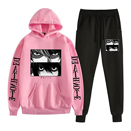 XSLGOGO Death Note Hoodie&Pants Zwei Sets Unisex Freizeit Lose Sweatshirt Jogginghose Anime Charakter Cosplay Hoodie Jogginghose Anzug von XSLGOGO