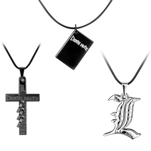 XSLGOGO Japanische Anime Peripherie Death Note Lawliet L Ryuk Logo Double Layer Anhänger Halskette von XSLGOGO