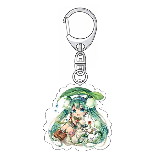 XSLGOGO Miku Hatsune Keychain Anime Keychain Anhänger Cute Cartoon Acryl Anhänger Tasche Handy Anhänger Keychain Miku Virtual Songstress Keychain Miku Fan Peripherie... von XSLGOGO