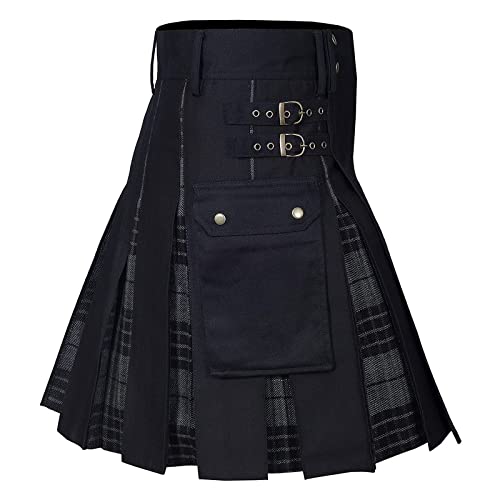 XSLGOGO Retro schottischer Kilt Traditioneller Highland Kilts Karierter Faltenrock mittelalterliches Party-Karnevalskostüm für Herren von XSLGOGO