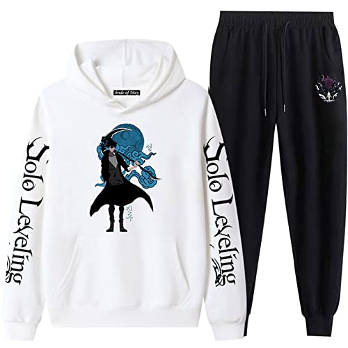 XSLGOGO Solo Leveling HoodiePants Zwei Sets Anime Jinwoo Sung Cosplay Hoodie Jogginghose Anzug Unisex Freizeit Lose Sweatshirt Jogginghose von XSLGOGO