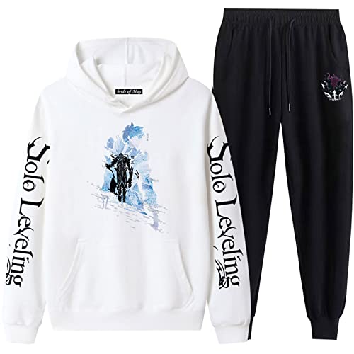 XSLGOGO Solo Leveling HoodiePants Zwei Sets Anime Jinwoo Sung Cosplay Hoodie Jogginghose Anzug Unisex Freizeit Lose Sweatshirt Jogginghose von XSLGOGO