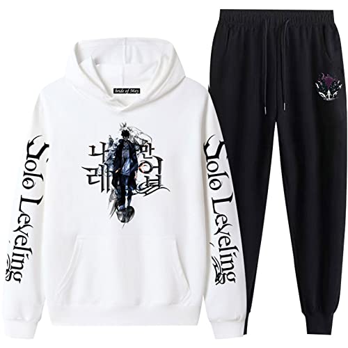 XSLGOGO Solo Leveling HoodiePants Zwei Sets Unisex Freizeit Lose Sweatshirt Jogginghose Anime Cosplay Hoodie Jogginghose Anzug S-3XL von XSLGOGO