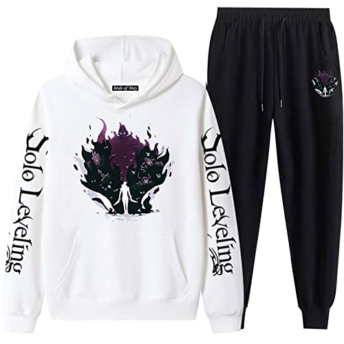 XSLGOGO Solo Leveling HoodiePants Zwei Sets Unisex Freizeit Lose Sweatshirt Jogginghose Anime Cosplay Hoodie Jogginghose Anzug S-3XL von XSLGOGO