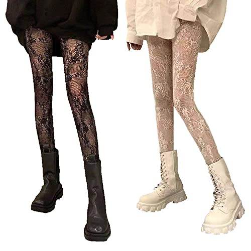 Strumpfhosen Damen, Strümpfe, Fischnetz Strumpfhosen, Mesh Strumpfhosens, Netzstrumpfhosen, Hohe Strümpfe, High Waisted Night Club Strumpfhosens, Party Strumpfhose, Gemusterte Fischnetz Netzstrümpfe von XSQD