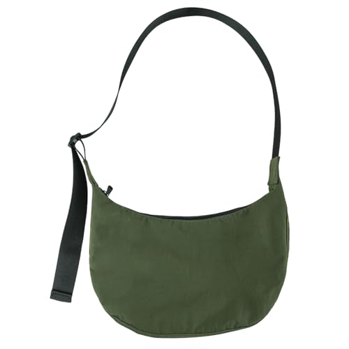 XSUIOY Nylon-Halbmond-Umhängetasche für Damen und Herren, Crossbody-Tasche mit verstellbarem Riemen und doppelter Innentasche mit Reißverschluss, Grün, 13.77 * 7.87 * 4.1(in) von XSUIOY