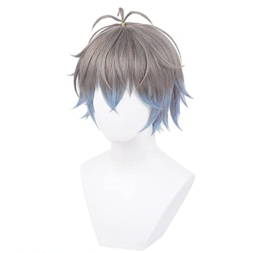 Anime Vtuber Ike Eveland Cosplay Perücke mit Perückenkappe Grau Blau Farbverlauf Haar Cosplay Kostüm Halloween Perücke von XSYMX