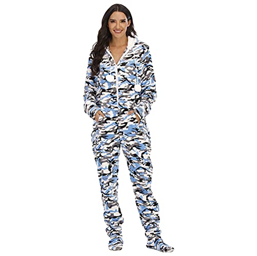 XSZD Kapuze Schlafoverall Schlafanzug Damen Jumpsuit Onesie Overall Einteiler Pyjama Schlafanzug Trainingsanzug GanzköRperanzug Hausanzug Mit Kapuze & ReißVerschluss Damen Jumpsuit von XSZD