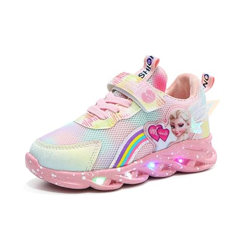 Elsa leuchtende schuhe, prinzessin schuhe mädchen 27 kinderschuhe mit licht LED Blinkend Turnschuhe Frühling und Herbst Sportschuhe for drinnen und draußen rosa/lila 21-35(Rosa,31 EU) von XSportmode