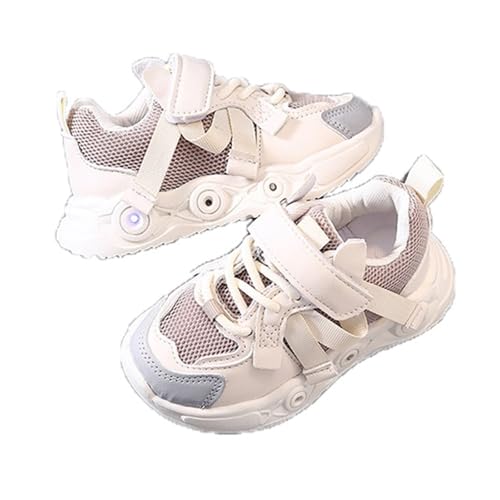 Jungen Mädchen LED Turnschuhe, Kinder sport schuhe mit lichter, frühling und herbst atmungsaktive laufschuhe 1-6 jahre alt leucht sneakers mesh(Khaki,23 EU) von XSportmode