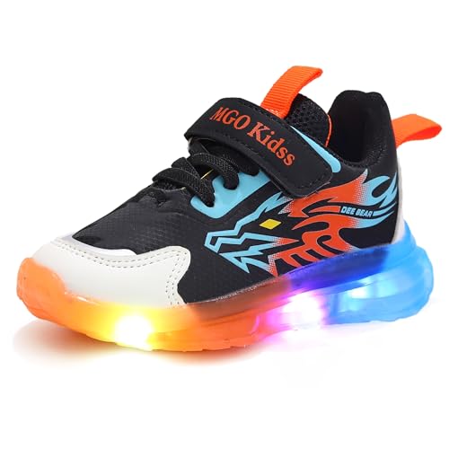 XSportmode Jungen LED Schuhe, Leuchten Licht Blinkt Sneakers Frühling und Herbst 1-6 Jahre alte Kinder Sport Freizeitschuhe Geburtstag Halloween Weihnachtstag(Orange,23 EU) von XSportmode