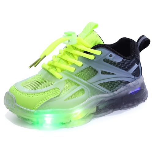 XSportmode Led schuhe kinder, blinkende schuhe jungs leuchtschuhe mädchen kinderschuhe mit licht Leichte, rutschfeste und atmungsaktive Turnschuhe for Frühling und Sommer 21-36(Grün,22 EU) von XSportmode