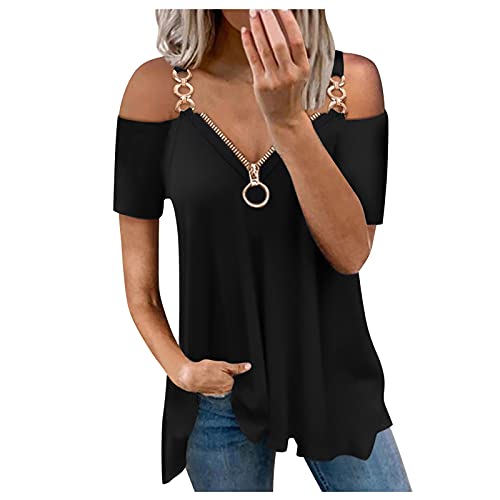 XTBFOOJ Damen Shirt Oversize Kurzarm Oberteile Sommer Locker Lässig Tunika Lang Blusenshirt Casual Tshirt Tops Mädchen mit Sonne Mond Damen Ultra Leichtes Modal-3/4-arm Shirt 3/4-arm von XTBFOOJ