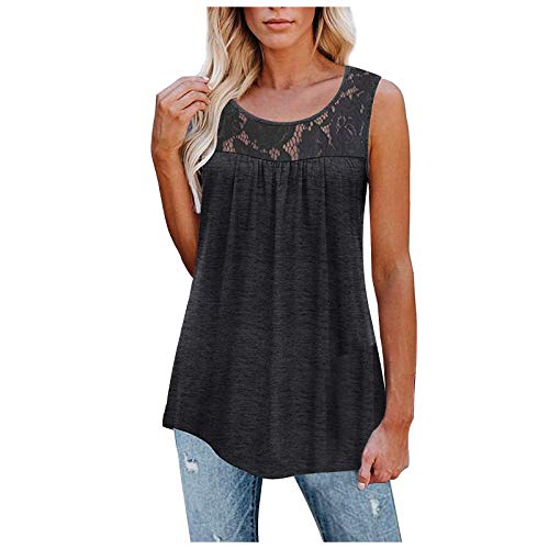 Damen Sommer V-Ausschnitt Tank Tops Casual Oberteile Blusen Ärmellos Spitze Unterhemd Tops Shirt Sommer Damen T-Shirt Kurzarm Casual V-Ausschnitt Lose Shirt Baumwolle Bluse Tops Female von XTBFOOJ