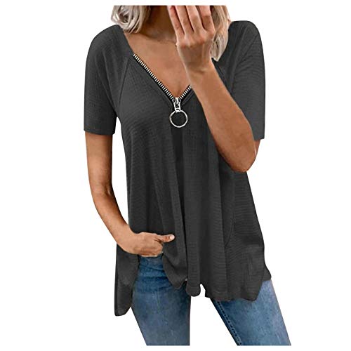 Damen Spitzen Elegant V-Ausschnitt Sexy Oberteile Enge Bluse Schicke Shirt Pullover Damen T-Shirt Sommer Kurzarm Löwenzahn Drucken Rundhals Oberteile Casual Lose Bluse Shirt von XTBFOOJ