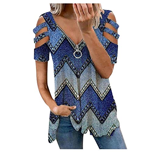 Damen V-Ausschnitt Bluse 3/4 Ärmel Tops Lässige Tunika Bluse Arbeitshemden Damen S/S Mix Top Noos T-Shirt Damen Tank Top Elegant Sommer Strickshirts Elegant Strickoberteil Top von XTBFOOJ