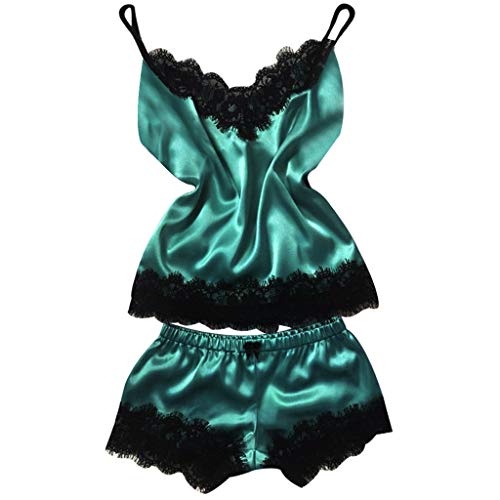 XTBFOOJ Dessous Set Damen Satin Nachtkleid Unterwäsche Schlafanzüge Ärmellos Spitze Unterwäsche Sexy Body Damen Reizwäsche von XTBFOOJ