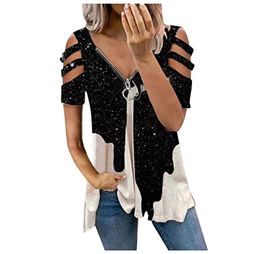 Party Shirt Damen mit Spruch Tshirt Damen weiß Kurzarm t Shirt Weihnachten Herren Shirt Halloween Damen Jeansbluse Damen trägershirt Damen locker Elegante blusen Damen top Damen Oberteile Damen sexy von XTBFOOJ