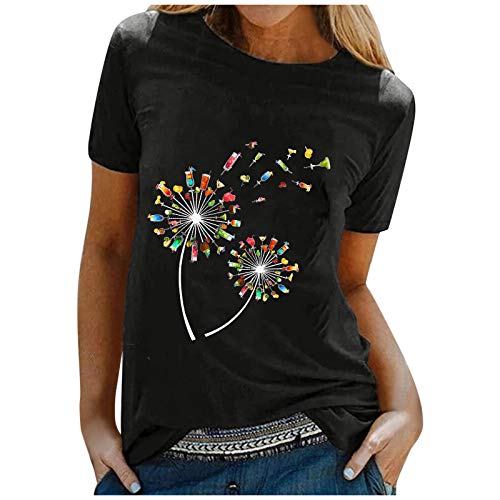 Shirt Damen Bluse Silvester Damen Oberteil Spitze Damen Weihnachts Tshirt Damen schwarzes Shirt Damen Satin Shirt Damen Kurzarm schwarz Damen top locker fallend t-Shirts and Tops von XTBFOOJ