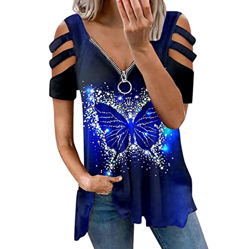 Shirts Sommer T Shirts Damen Damenshirt Halbarm Hemd Elegant Sexy Glitter Top Glitzer Oberteile Trade Kleidung Jeanshemd Damen Jersey Blusen Shirt Herren Tunika Hemd von XTBFOOJ