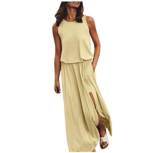 Sommerkleid Damen Damen Kleider Elegant Sommer-Sling-Wickelkleid mit quadratischem Ausschnitt und Rock Strandkleider Rot Damen Sommerkleid Knielang Kleid Damen Gepunktetes Kleid von XTBFOOJ