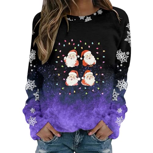 Weihnachtspullover Familie Fleece Jacke Damen Christmas Geweih Jumper Xmas Pulli Shirt Damen teddyjacke Sweatshirt y2k top Damen trachtenbody weiß kuschelige Strickjacke Damen von XTBFOOJ