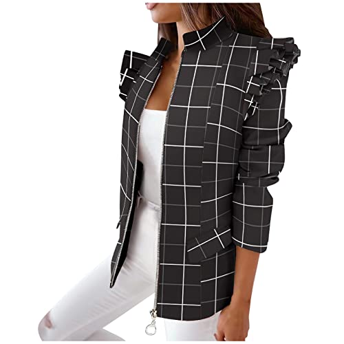 XTBFOOJ Damen Blazer Damen Blazer Elegant Strickpullover Damen Sommer Damen Jacke leinenkleider Damen Kleider Sommer Hemd Damen Sommer top Damen häkelkleid Damen Blazer Schwarz von XTBFOOJ