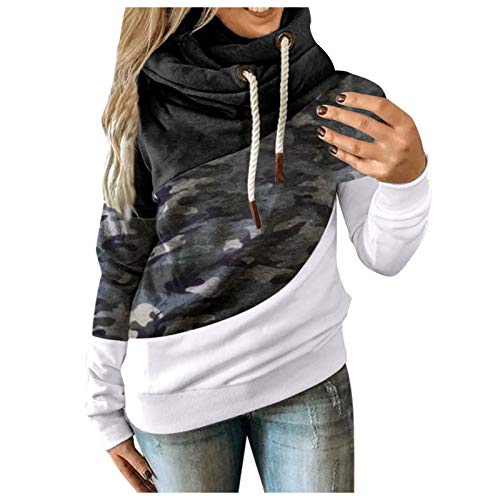 XTBFOOJ Damen Herbst Winter Hoodie Frauen Sweatshirt Pullover Oberteile Langarmshirt Kapuzenpullover Mode-Bequem-Casual Pulli mit Kordel und Taschen Damen Pullover Sweatshirtjacke Bluse Damen von XTBFOOJ