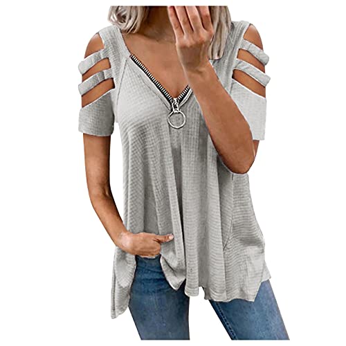 XTBFOOJ Damen Oberteile sexy Langarmshirt tiefem U-Ausschnitt Einfarbiges Hemd Slim Fit Oberteile Rippen Elegant Leichtes Shaper-Oberteil Frauen Tshirt Sweatshirt Pullover Tunika Blusen,S-XXL von XTBFOOJ