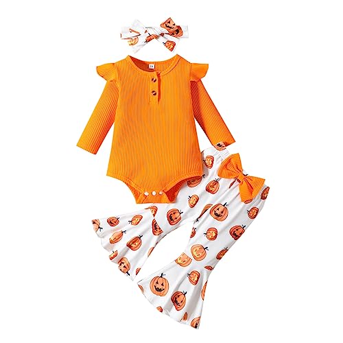 XTBFOOJ Halloween Kurze Hose Mit Hosenträger Jungen Baby Sachen Für Neugeborene Mädchen Festliche Hemden Pyjama-Kleinkind-Karikatur-Druck-Lange Hülsen-Nachtwäsche-Sets Gentleman Outfit Baby Body von XTBFOOJ