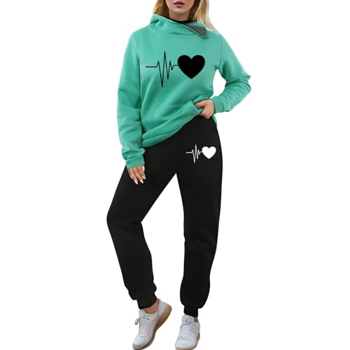 XTBFOOJ Hausanzug Damen Kurzgröße Jogginganzug Damen Set Xxl Freizeitanzug Damen Grün Sportanzug Damen Trainingsanzug Damen Schwarz Baumwolle Sportanzug Freizeitanzug Trainingsanzug Hausanzug Anzug von XTBFOOJ