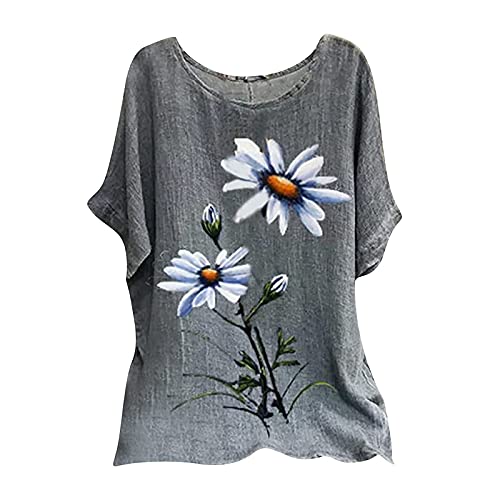 XTBFOOJ Tshirt Damen Langarmshirts Tunika Knopfleiste Oberteile Kurzarm T-Shirt Casual Lose Longshirt Bluse Tops Longshirt Damen Oberteile Tops Große Größe Langarm Shirt Bluse Tunika von XTBFOOJ