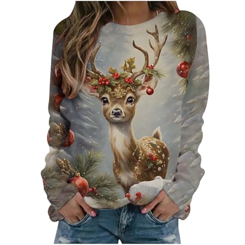 XTBFOOJ Weihnachtspullover Pullover mit Kapuze Damen Rudolf das Rentier Vintage Weihnachtskleider Women's Jackets Cute Stuff Sport top Bluse mit Gummizug Cozy Knit Set von XTBFOOJ