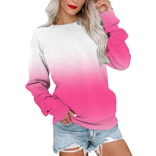 damen pullover herbst leichte pullover damen pulli damen hoody für damen winter pulli damen crop top bluse baumwolle damen Pullover Damen Rundhalausschnitt Langarm Tunika Oberteile Sweatshirt regenm von XTBFOOJ